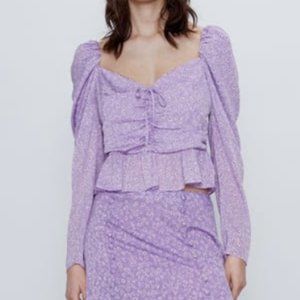 Zara Tied Print Blouse